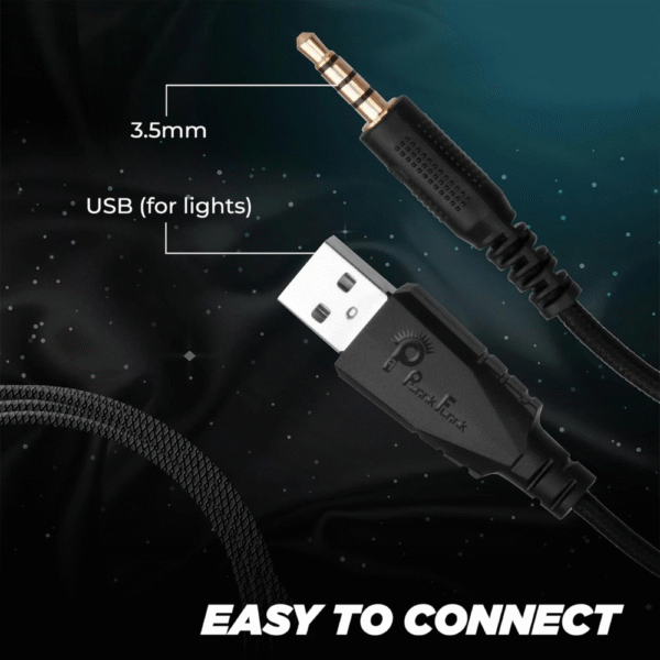 PunnkFunnk BattleKiller Gaming Headset Multi-Platform Compatible with PS4, Xbox One, PC, Nintendo Switch, Mobile, 50mm Surround Sound, Noise-Canceling Mic, LED Lights(Black) - Image 5
