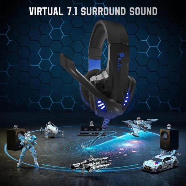 PunnkFunnk BattleKiller Gaming Headset Multi-Platform Compatible with PS4, Xbox One, PC, Nintendo Switch, Mobile, 50mm Surround Sound, Noise-Canceling Mic, LED Lights(Black) - Image 8